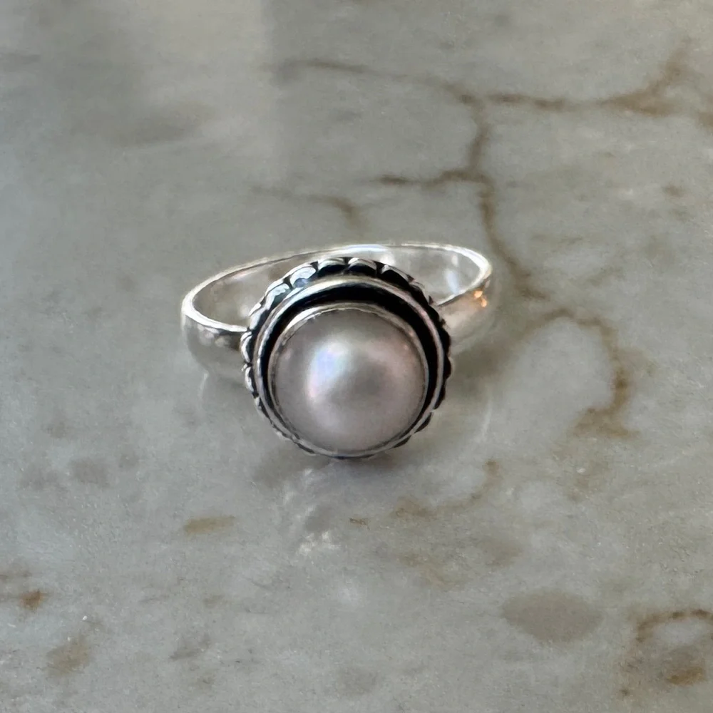 NWOT Sundance Snowy Afternoon Ring, Pearl, Sterling Silver